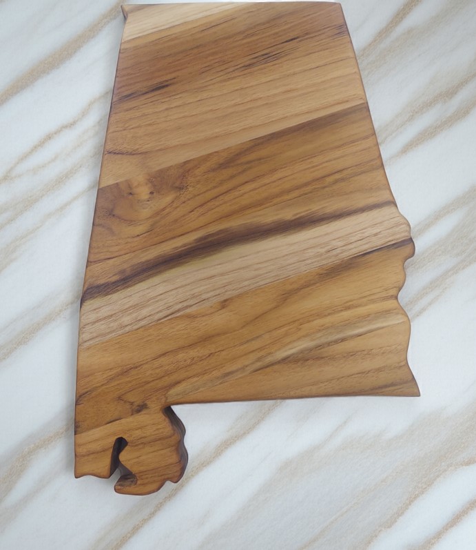 Alabama state-shaped Teak Charcuterie or Cutting Board, Serving Tray, personalized - Image 3