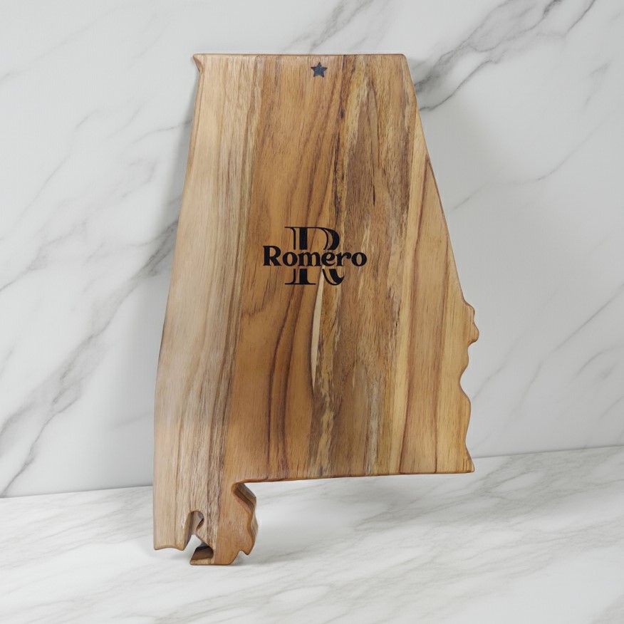 Alabama state-shaped Teak Charcuterie or Cutting Board, Serving Tray, personalized - Image 7