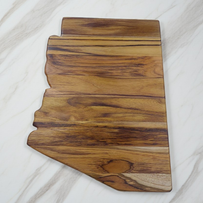 Arizona state-shaped Teak Charcuterie or Cutting Board, Serving Tray, personalized - Image 2