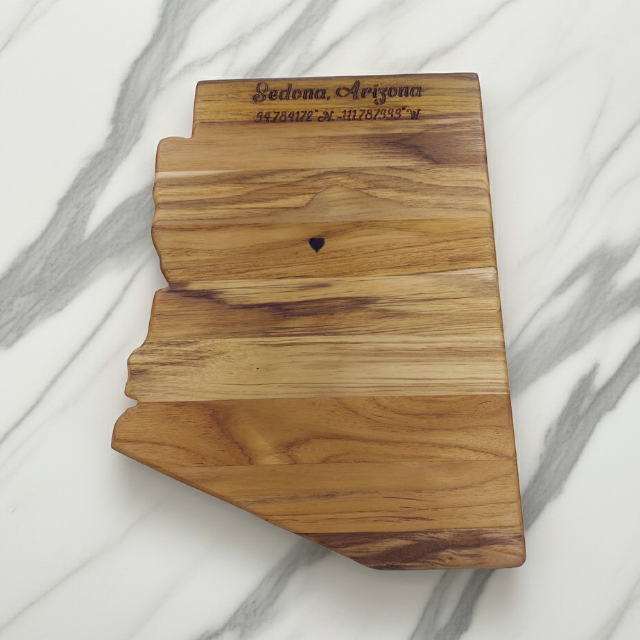 Arizona state-shaped Teak Charcuterie or Cutting Board, Serving Tray, personalized - Image 6