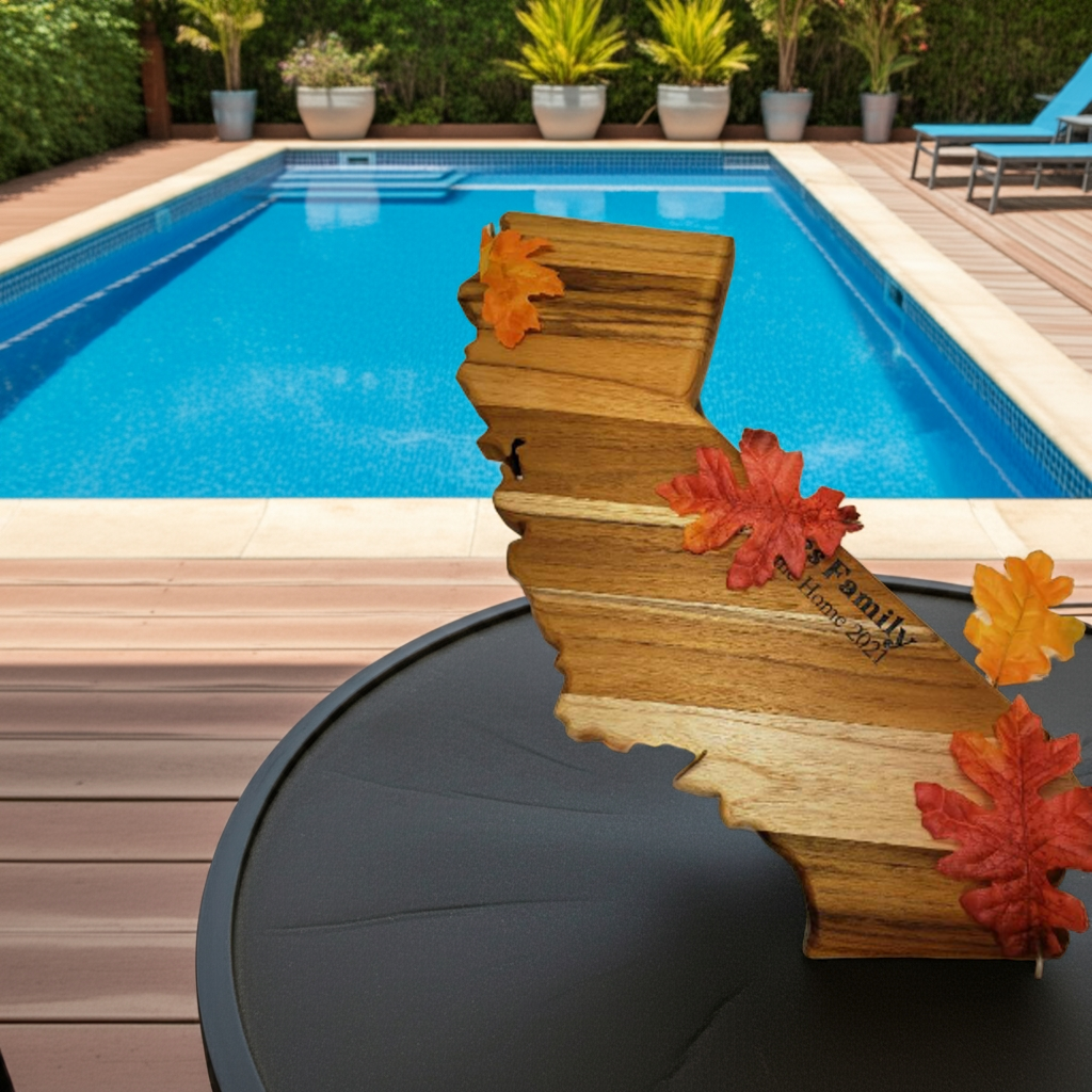 California state-shaped Teak Charcuterie or Cutting Board, Serving Tray, personalized - Image 12