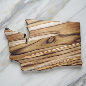 Washington state-shaped Teak Charcuterie or Cutting Board, Serving Tray, personalized