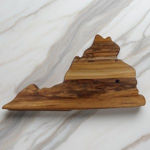 Virginia state-shaped Teak Charcuterie or Cutting Board, Serving Tray, personalized