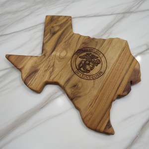 Military inspired any state-shaped Teak Charcuterie Board or Plaque, personalized