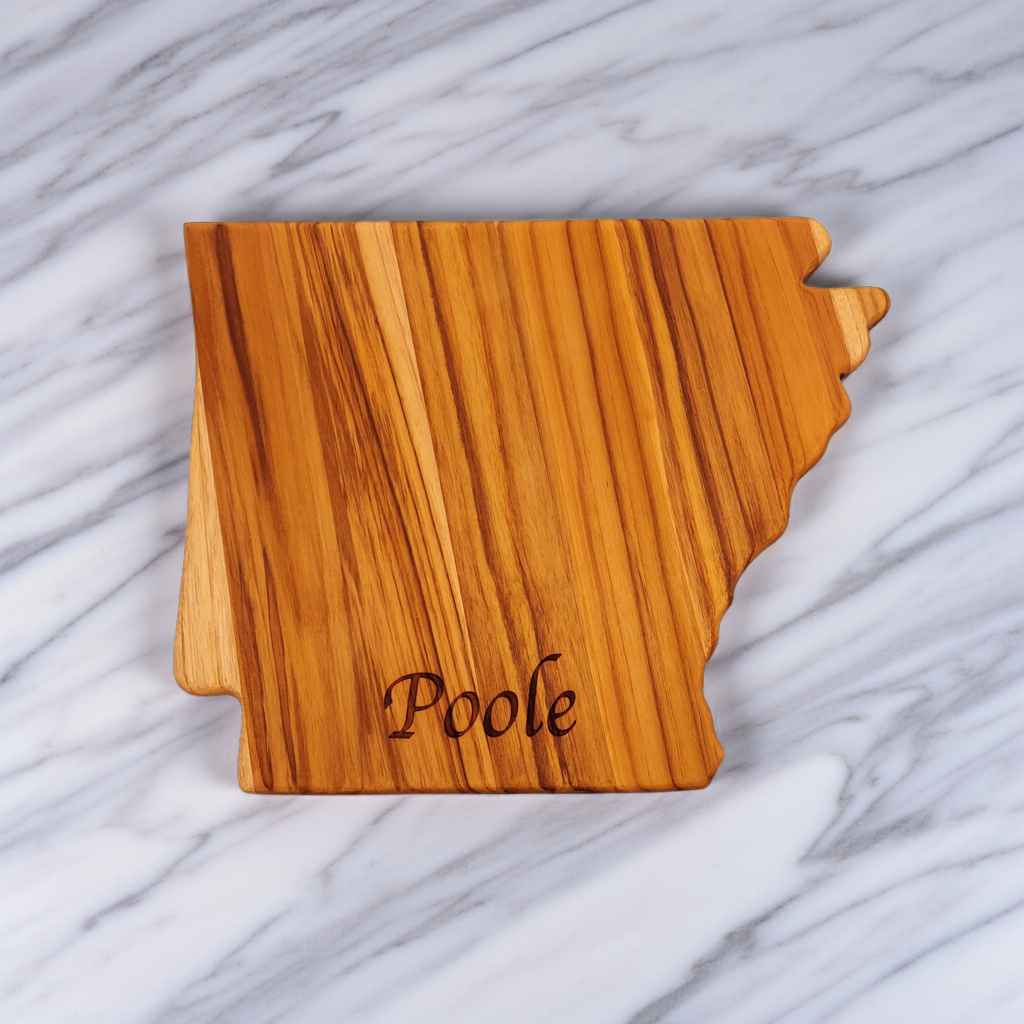 Arkansas state-shaped Teak Charcuterie or Cutting Board, Serving Tray, personalized - Image 6